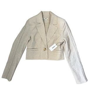 Jason Wu Linen Cropped Blazer Gray Size XS NWT